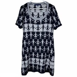 French Connection Gray & Black Striped Stick People Angora Knit Sweater Dress